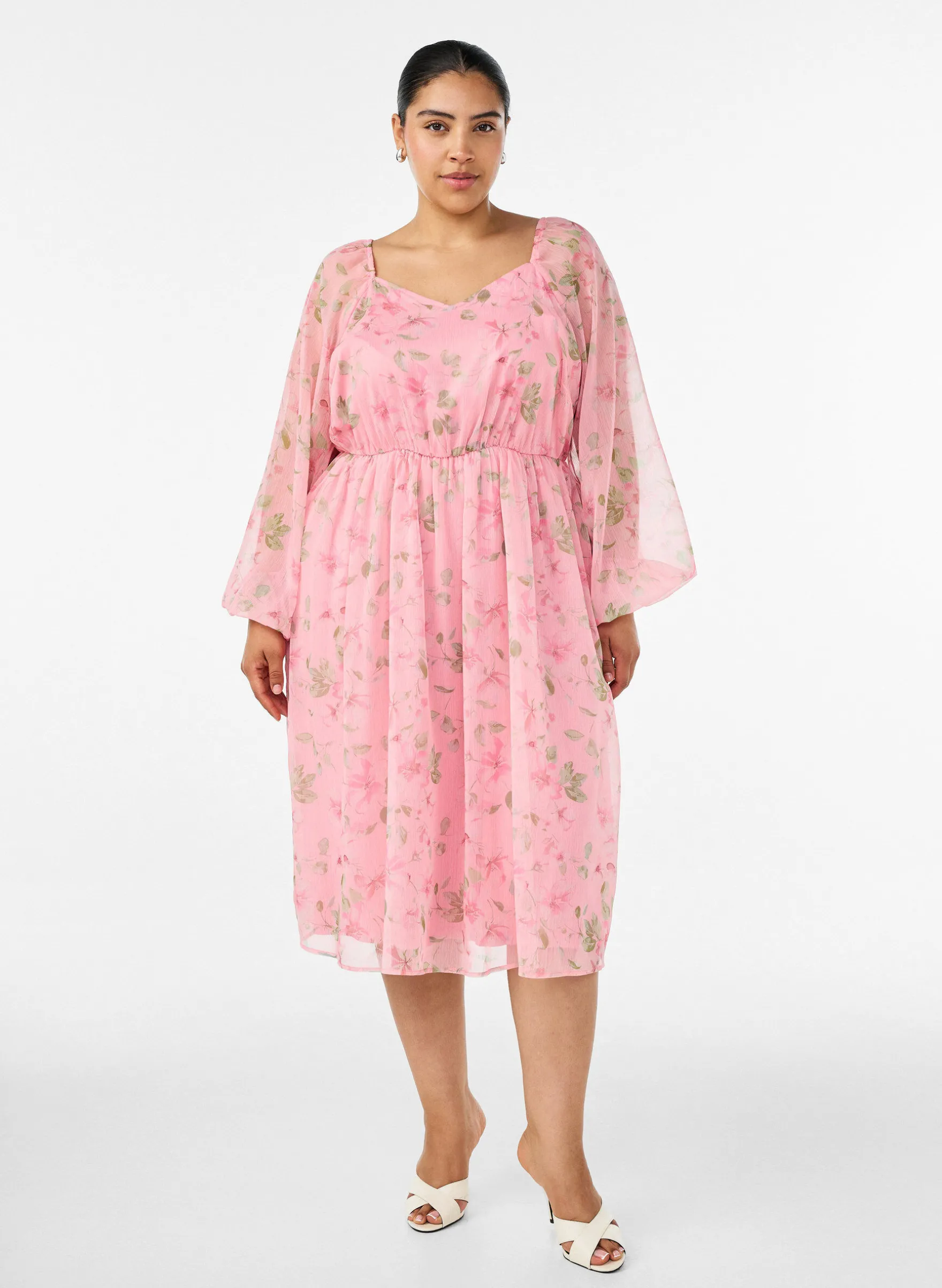 Partykleid aus Chiffon mit langen Ärmeln