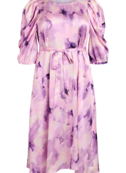 Partykleid mit kurzen Ärmeln und Bindegürtel