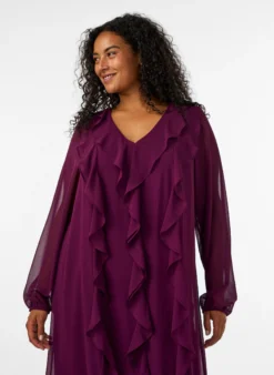 Partykleid mit Rüschendetails und V-Ausschnitt