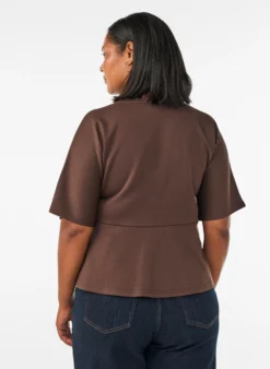 Peplum-Bluse mit ellenbogenlangen Ärmeln