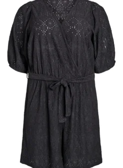 Playsuit mit kurzen Ärmeln und Bindegürtel