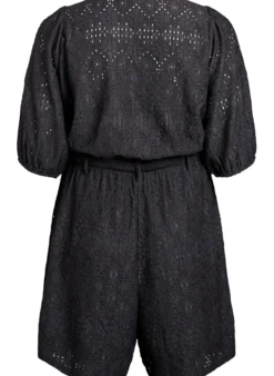 Playsuit mit kurzen Ärmeln und Bindegürtel