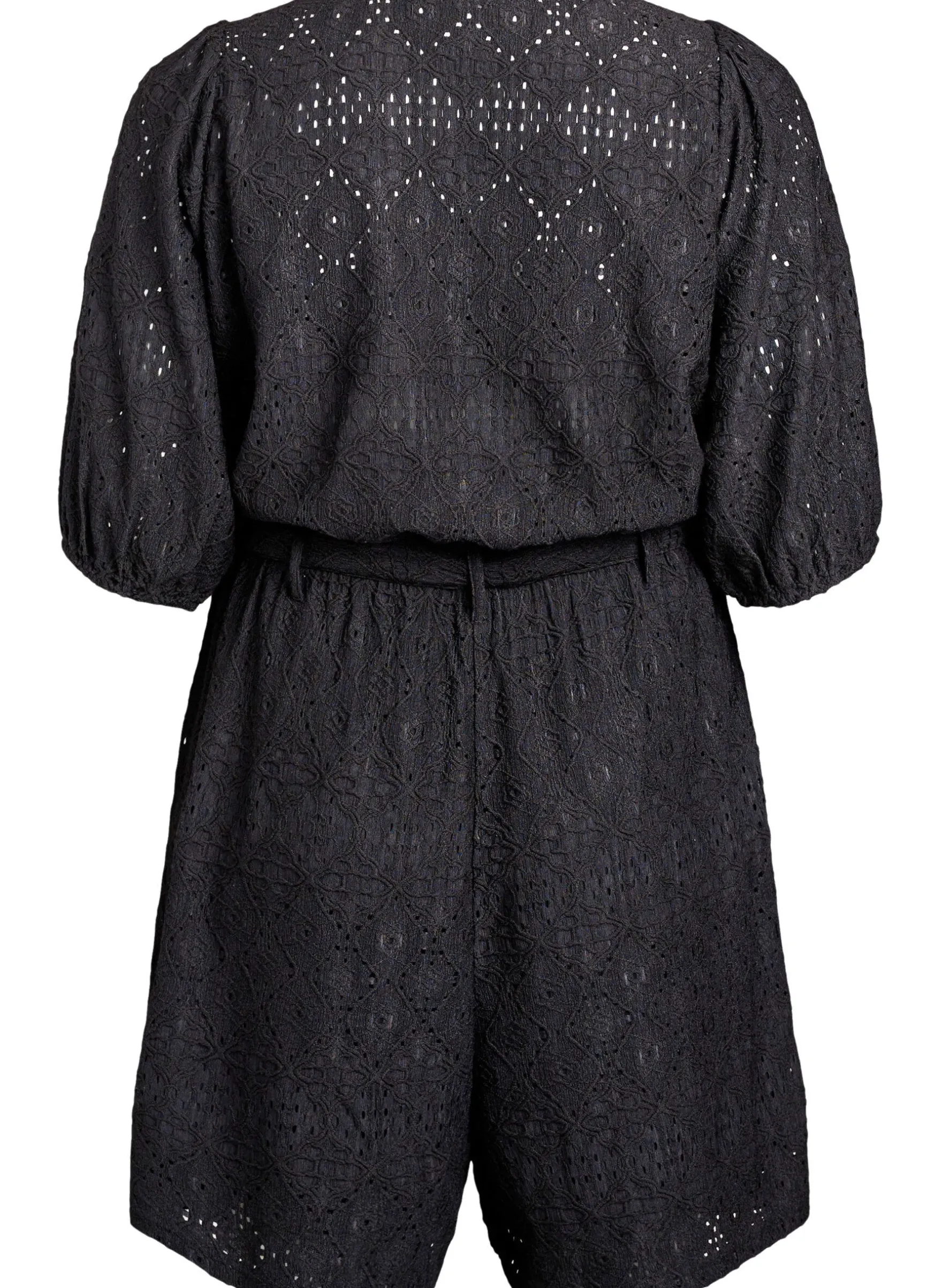 Playsuit mit kurzen Ärmeln und Bindegürtel