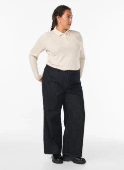 Poloshirt aus weichem Ripp mit langen Ärmeln