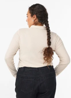 Poloshirt aus weichem Ripp mit langen Ärmeln