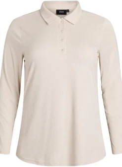 Poloshirt aus weichem Ripp mit langen Ärmeln
