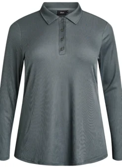 Poloshirt aus weichem Ripp mit langen Ärmeln