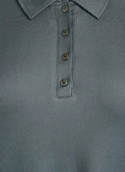 Poloshirt aus weichem Ripp mit langen Ärmeln