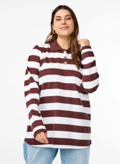 Poloshirt mit langen Ärmeln und Streifenmuster