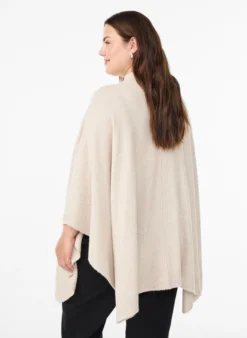 Poncho mit Rippdetails und Rundhalsausschnitt