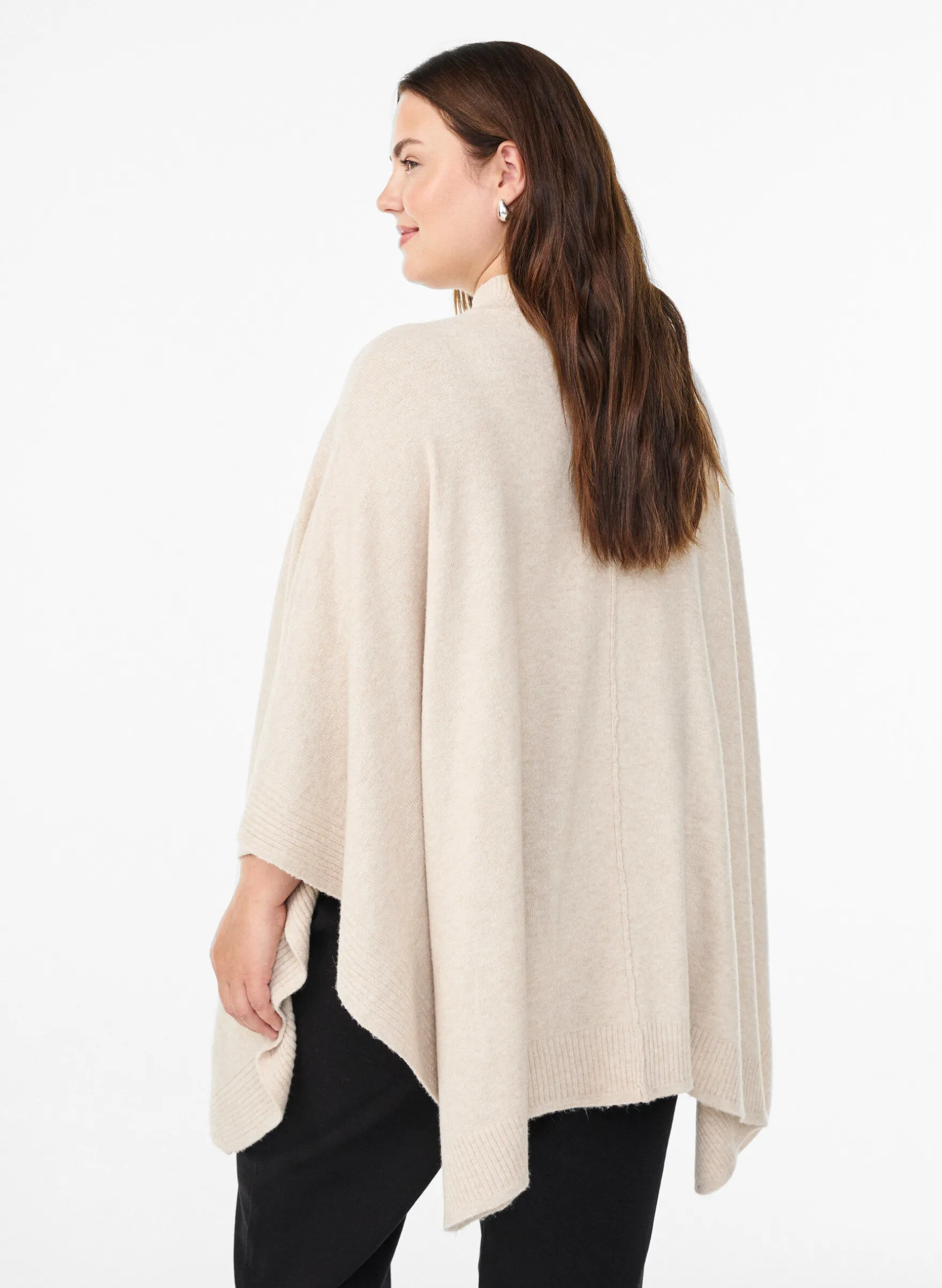 Poncho mit Rippdetails und Rundhalsausschnitt
