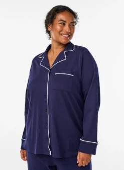 Pyjamahemd aus Baumwolle mit Brusttasche