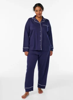 Pyjamahemd aus Baumwolle mit Brusttasche