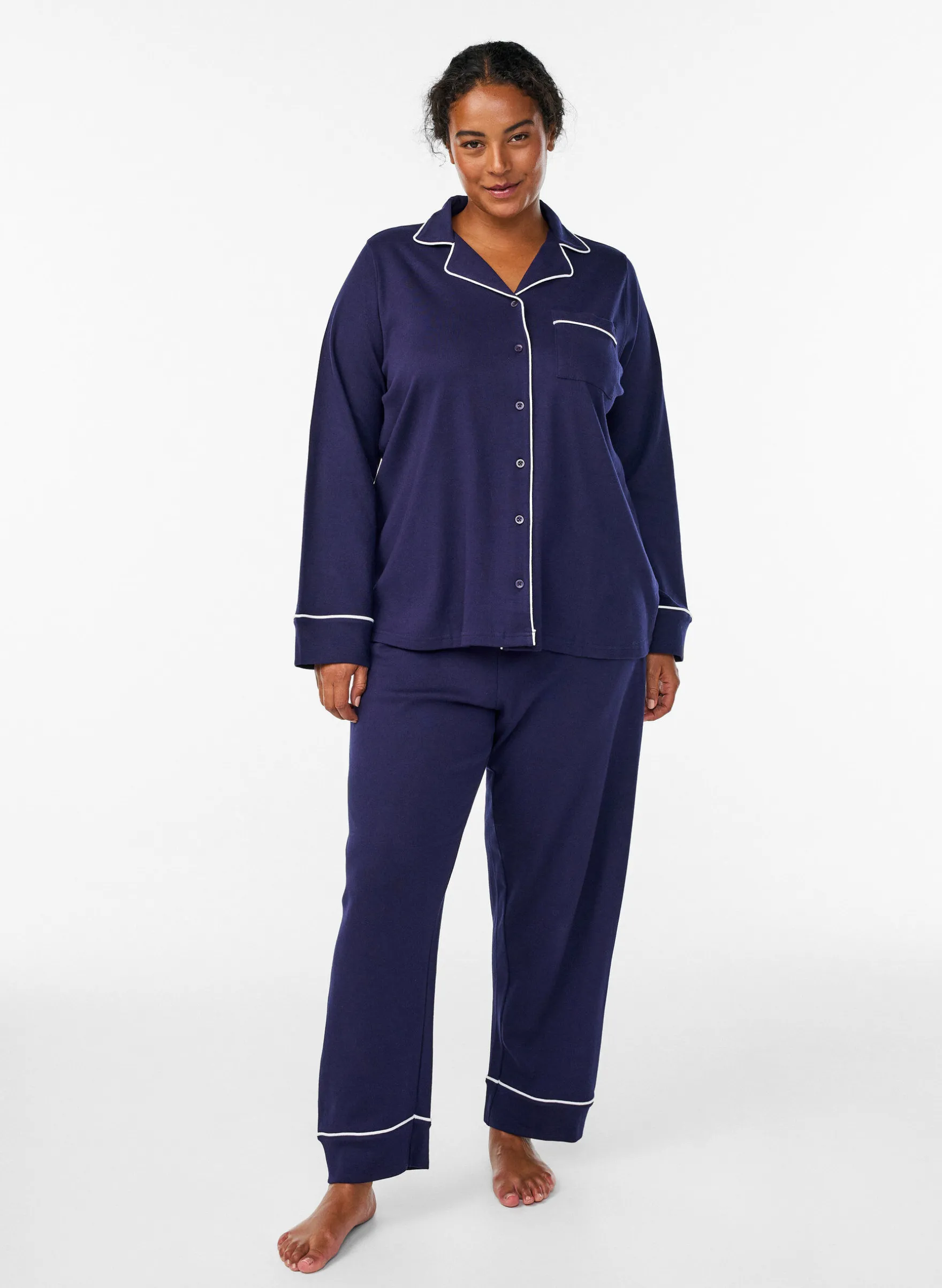 Pyjamahemd aus Baumwolle mit Brusttasche