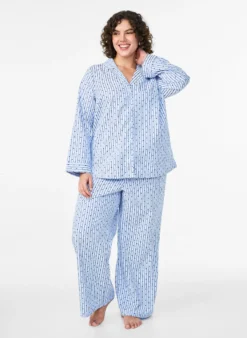 Pyjamahemd aus Seersucker mit langen Ärmeln