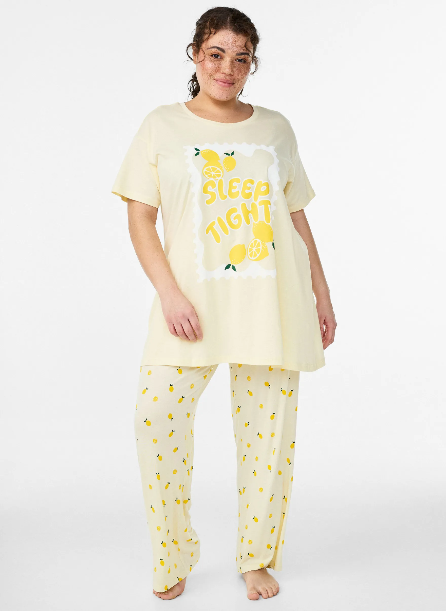 Pyjamahose aus weichem Jersey mit hoher Taille und Frucht-Print