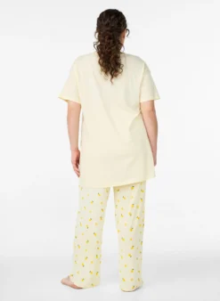 Pyjamahose aus weichem Jersey mit hoher Taille und Frucht-Print
