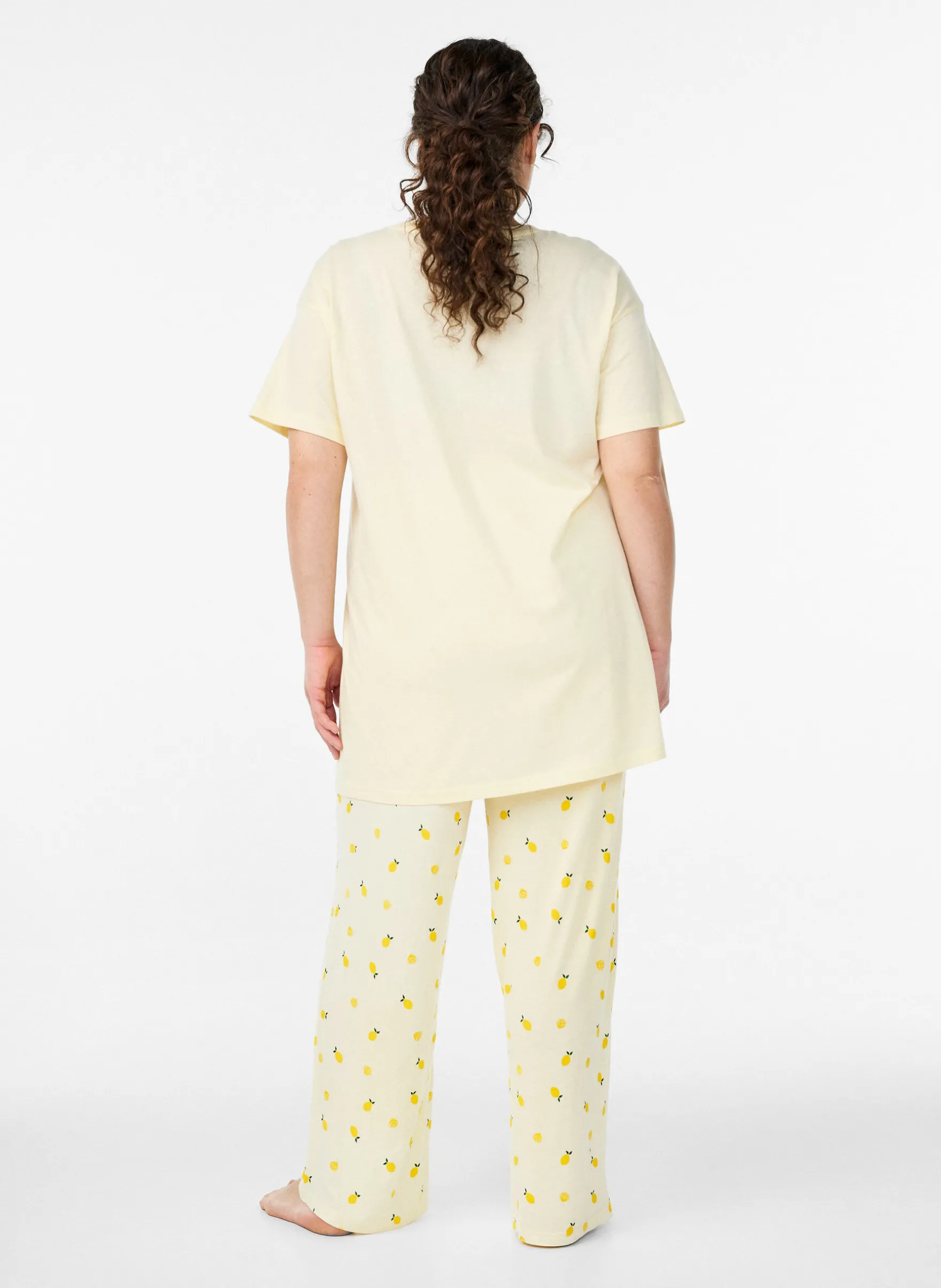 Pyjamahose aus weichem Jersey mit hoher Taille und Frucht-Print