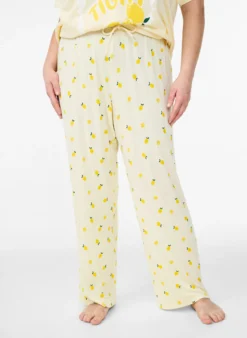 Pyjamahose aus weichem Jersey mit hoher Taille und Frucht-Print