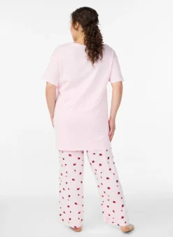 Pyjamahose aus weichem Jersey mit hoher Taille und Frucht-Print