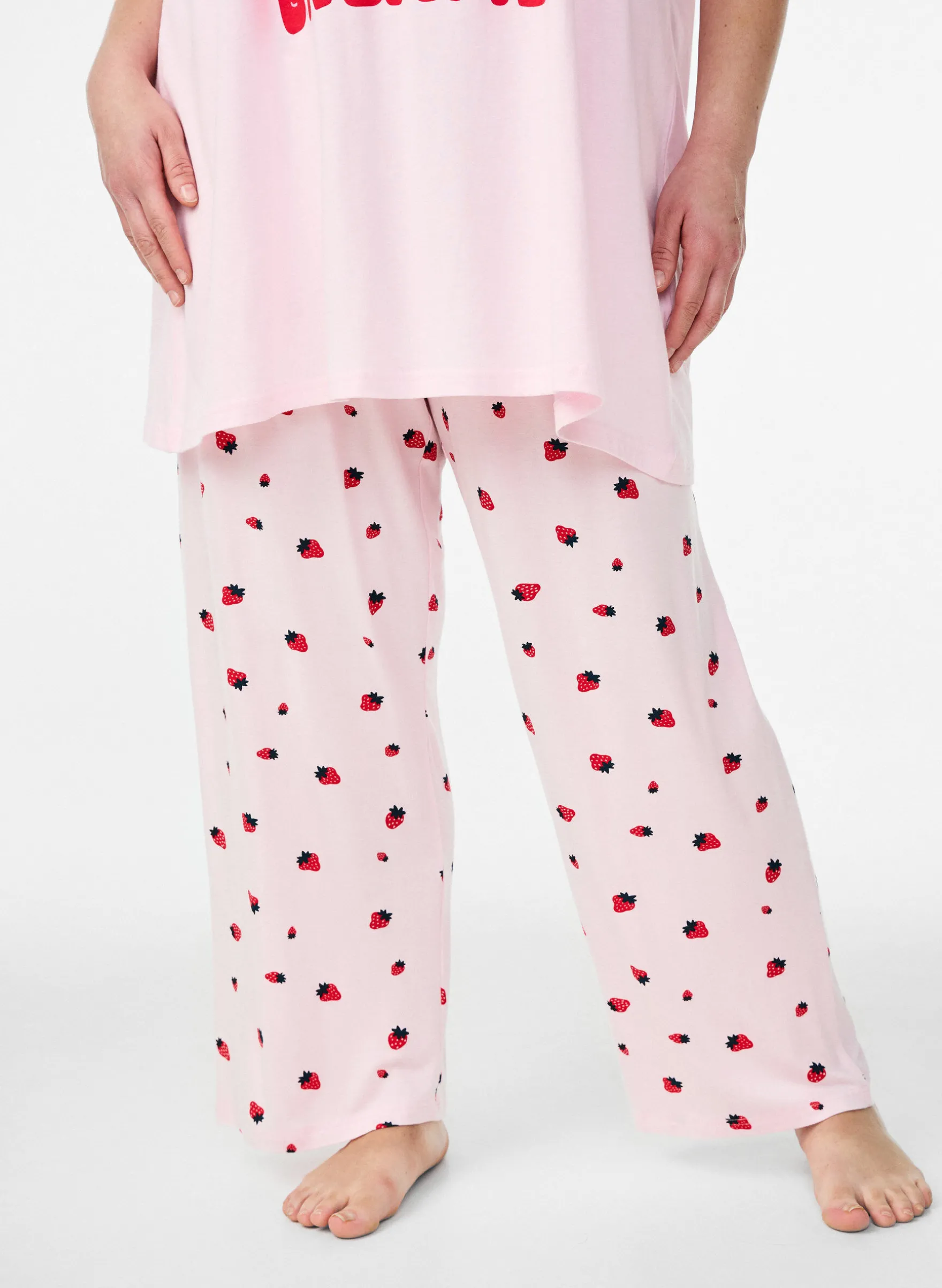 Pyjamahose aus weichem Jersey mit hoher Taille und Frucht-Print