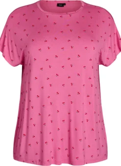 Pyjama-T-Shirt aus Viskose mit Allover-Print