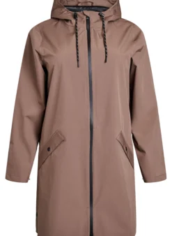 Regenjacke mit Taschen und Kapuze.