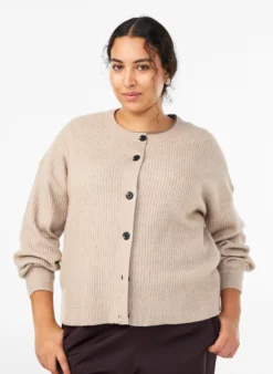 Rippenstrick Strickjacke mit Knöpfen