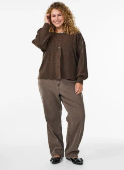 Rippenstrick Strickjacke mit Knöpfen
