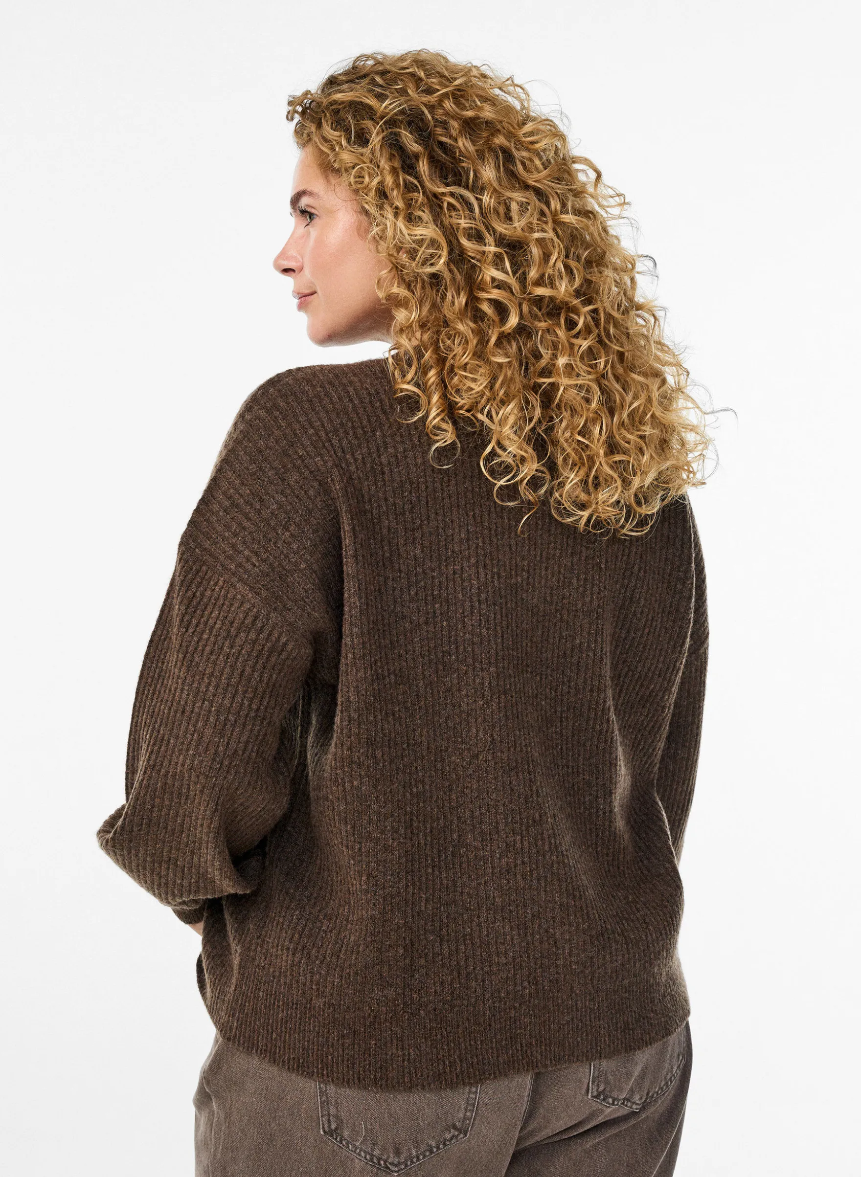 Rippenstrick Strickjacke mit Knöpfen