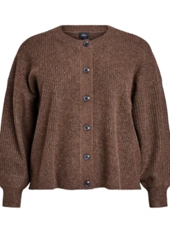Rippenstrick Strickjacke mit Knöpfen