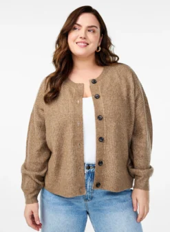 Rippenstrick Strickjacke mit Knöpfen