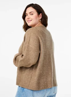Rippenstrick Strickjacke mit Knöpfen