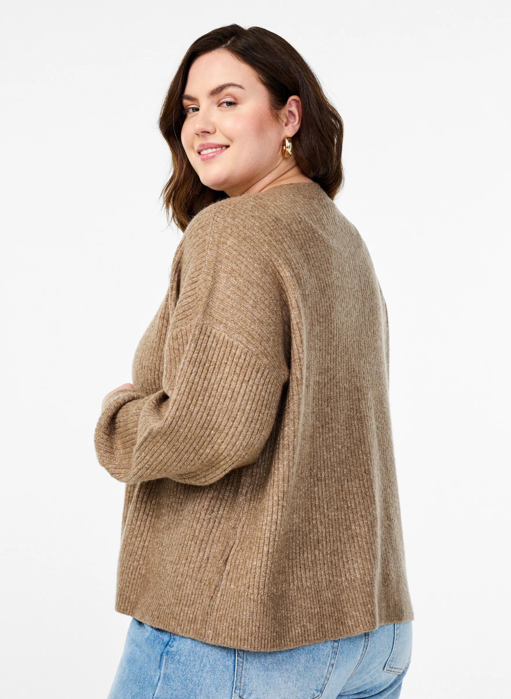 Rippenstrick Strickjacke mit Knöpfen
