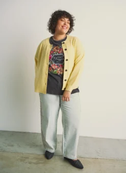 Rippenstrick Strickjacke mit Knöpfen