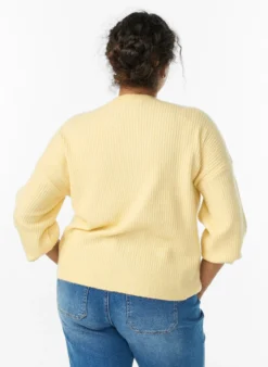 Rippenstrick Strickjacke mit Knöpfen