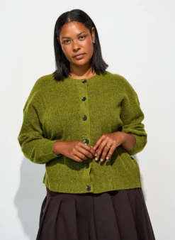 Rippenstrick Strickjacke mit Knöpfen