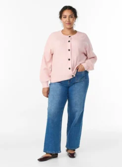 Rippenstrick Strickjacke mit Knöpfen