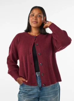 Rippenstrick Strickjacke mit Knöpfen