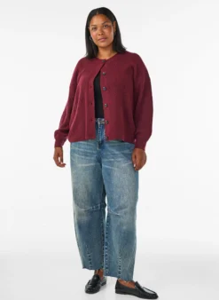 Rippenstrick Strickjacke mit Knöpfen