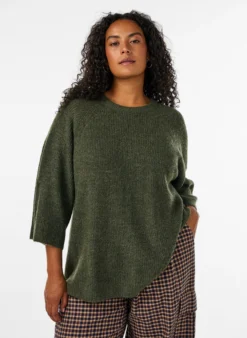Ripppullover mit 3/4-Ärmeln