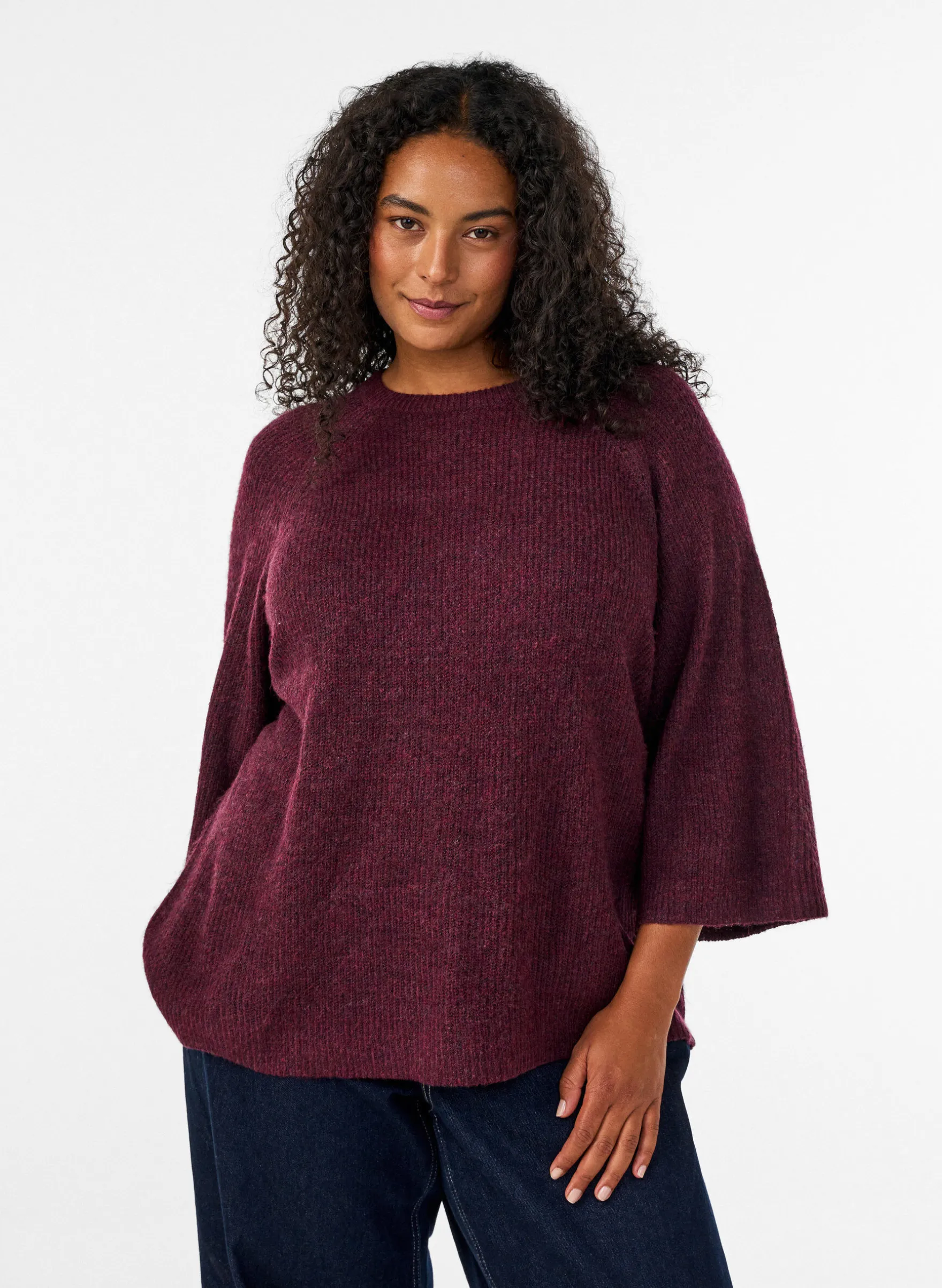 Ripppullover mit 3/4-Ärmeln