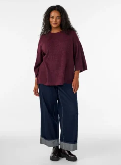 Ripppullover mit 3/4-Ärmeln