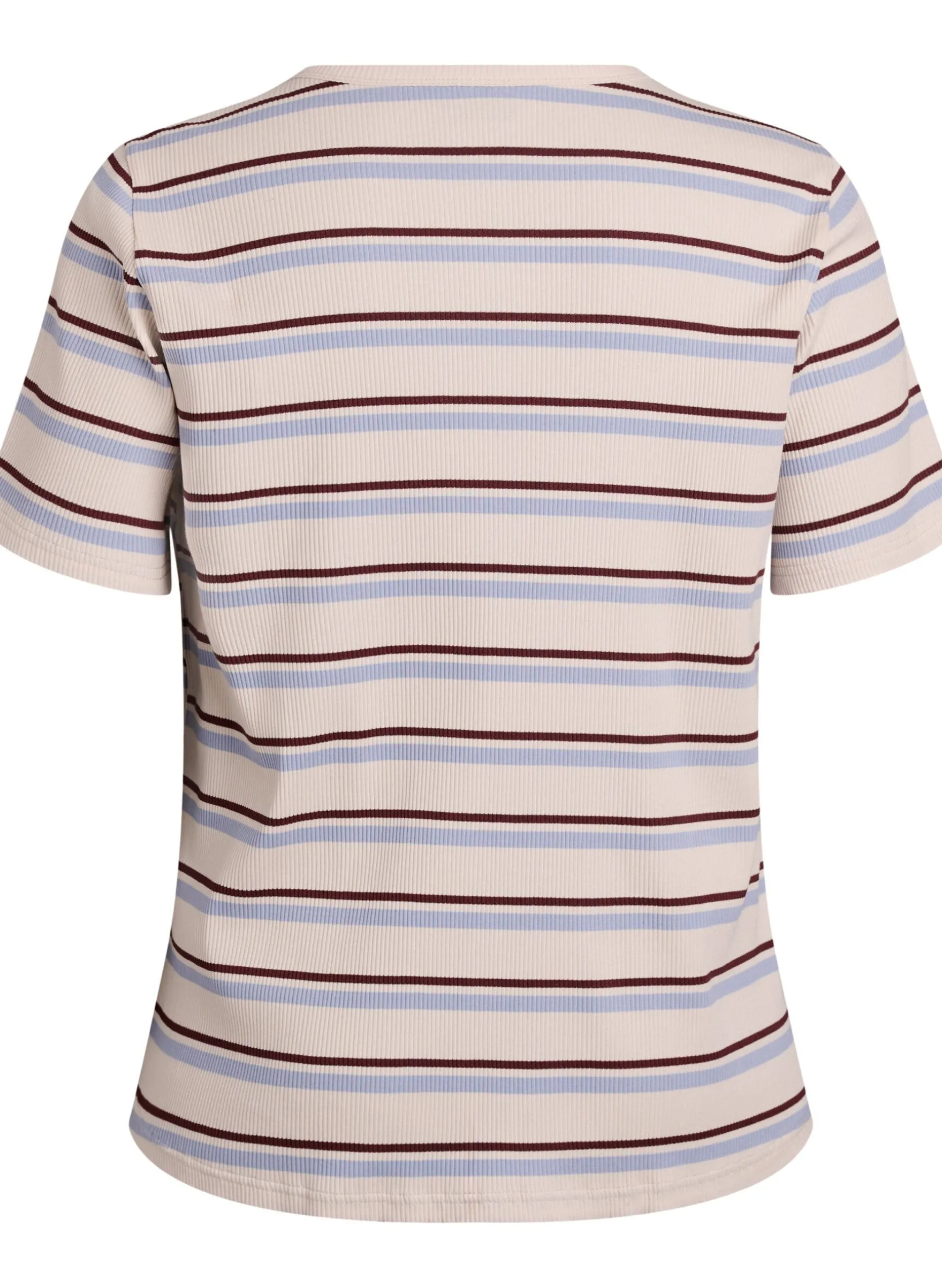 Ripp-T-Shirt mit Streifen und Knopfdetail