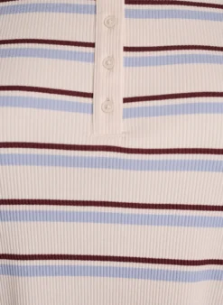 Ripp-T-Shirt mit Streifen und Knopfdetail