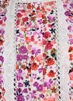 Ärmellose Bluse aus Baumwolle mit Blumenprint und Broderie Anglaise