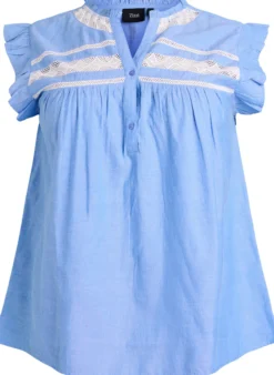 Ärmellose Bluse aus Baumwolle mit Rüschenkanten