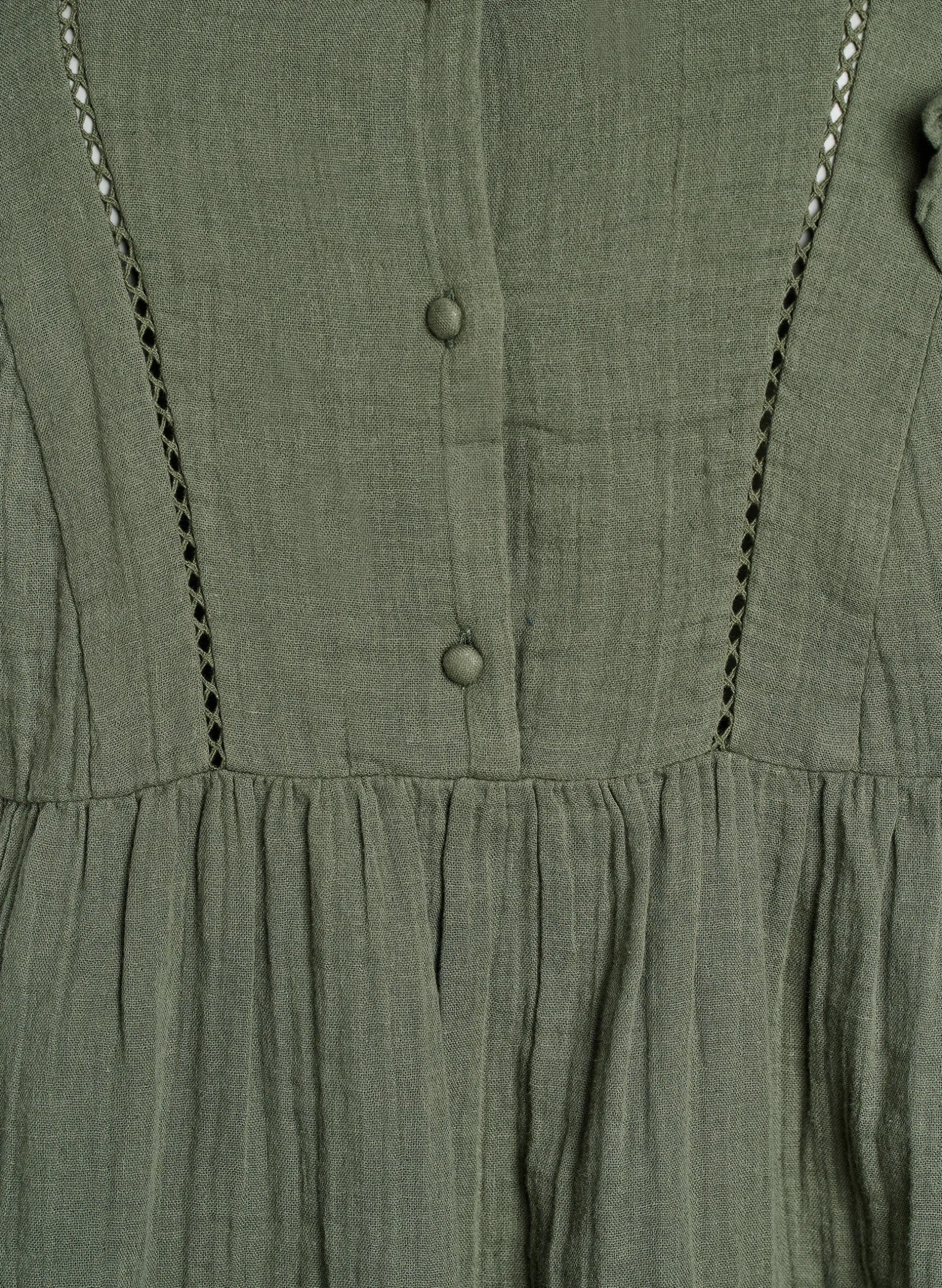 Ärmellose Bluse aus Baumwoll-Musselin mit Rüschen