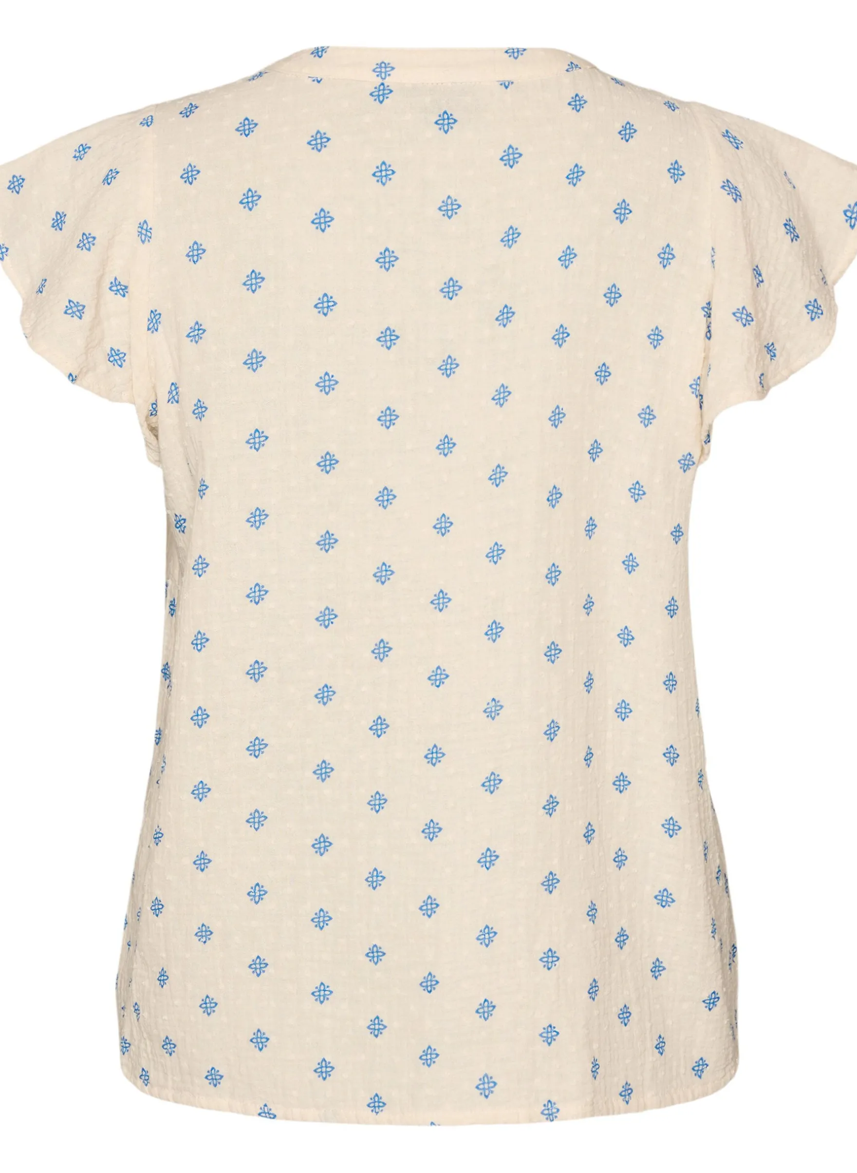 Ärmellose Bluse mit Häkelborte und Rüschendetail