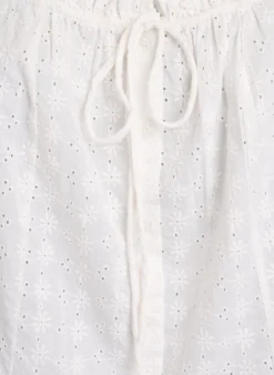 Ärmellose Bluse mit Lochstickerei und Rüschen